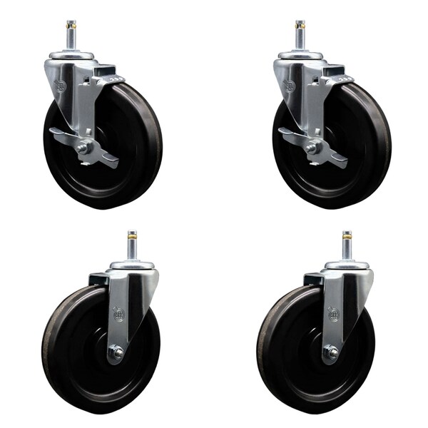 Service Caster 6'' Phenolic Wheel Swivel 7/16'' Grip Ring Stem Caster Set 2 Brakes, 4PK SCC-GR20S615-PHS-TLB-716138-2-S-2 - main